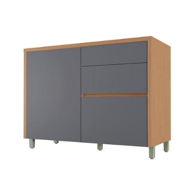 Balcão Cozinha Condessa 1 Porta 3 Gavetas MDF 120CM Titânio Nesher Móveis