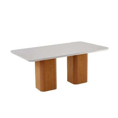 Mesa de Jantar Maldivas 6 Lugares Retangular MDF e Vidro Marrom Móveis Rufato