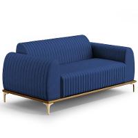 Sofá 3 Lugares Molino 180cm Pés D'ouro Azul Marinho C-304 - 1