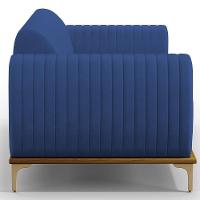 Sofá 3 Lugares Molino 180cm Pés D'ouro Azul Marinho C-304 - 3