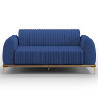 Sofá 3 Lugares Molino 180cm Pés D'ouro Azul Marinho C-304 - 6