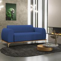 Sofá 3 Lugares Molino 180cm Pés D'ouro Azul Marinho C-304 - 7