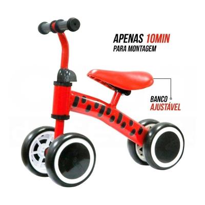 Triciclo Andador Infantil 7626 Banco Ajustável Desenvolve Equilíbrio Vermelho Zippy Toys 18CM