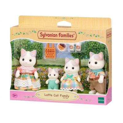Coleção Família de Gatos de Leite com Figuras Articuladas Bege Epoch e Acessórios de Compras