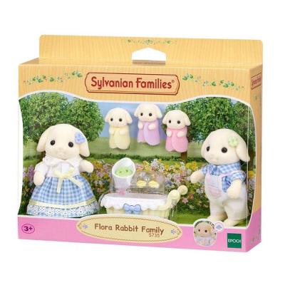 Coleção Família dos Coelhos Floral com Acessórios e Carrinho Azul Epoch