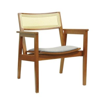 Poltrona Gusty com Encosto Telinha Estofado Linho Bege Mescla Impermeável Amêndoa Decorise