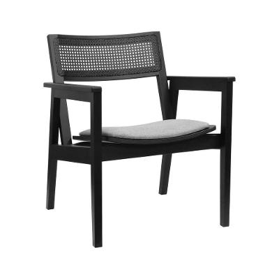Poltrona Gusty com Encosto Telinha Assento Anatômico Linho Cinza Mescla Impermeável Preto Decorise