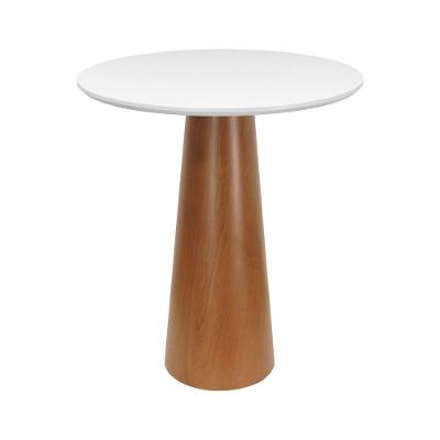 Mesa Alta Bistrô Cone 1 Lugar Redonda Tampo MDF Laqueado 90CM Amêndoa e Branco