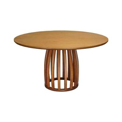 Mesa de Jantar Armonia 6 Lugares Redonda MDF Laqueado 150CM Amêndoa Cinamomo