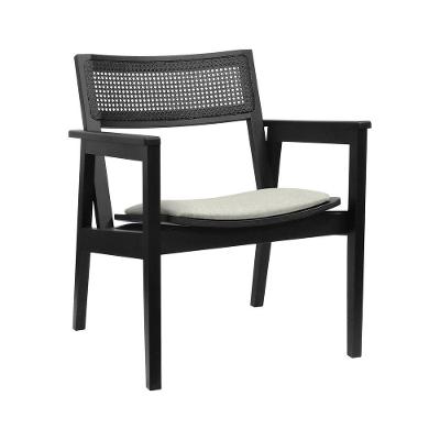 Poltrona Gusty com Encosto Telinha Assento Anatômico Linho Bege Mescla Preto Decorise