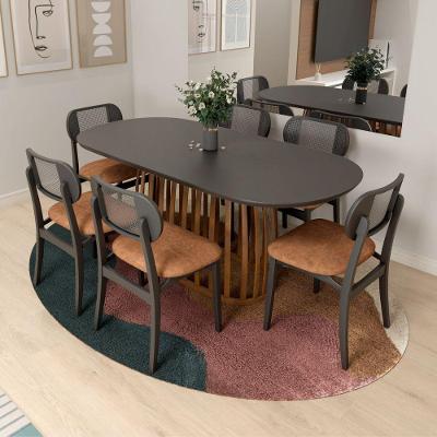 Conjunto de Mesa e Cadeiras Armonia + Organik 6 Lugares Tampo MDF Corano Marrom Mescla 180CM