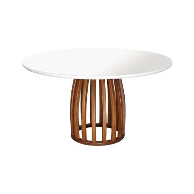 Mesa de Jantar Armonia 6 Lugares Redonda Vidro Ø150CM Amêndoa Off White