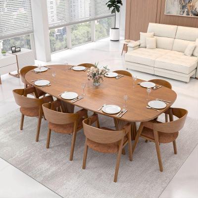 Conjunto de Mesa e Cadeiras Califórnia 8 Lugares Tampo MDF Assento Estofado Corano Marrom Mescla