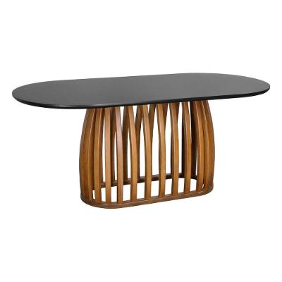 Mesa de Jantar Armonia 6 Lugares Oblongo MDF 180x90CM Amêndoa e Preto