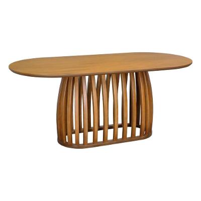 Mesa de Jantar Armonia 6 Lugares Oblongo MDF 180x90CM Amêndoa Base Retangular Laqueada