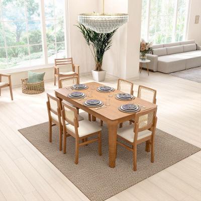 Conjunto de Mesa de Jantar Cancun + Cadeiras Lyon 6 Lugares Tampo MDF Corano Bege 160CM