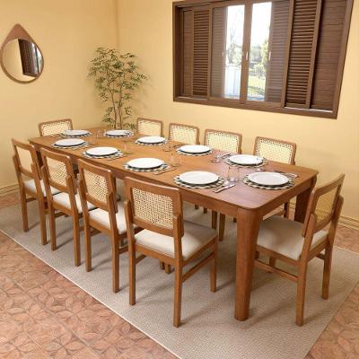 Conjunto de Jantar Cancun 10 Lugares Tampo MDF Assento Estofado Linho Bege 250CM