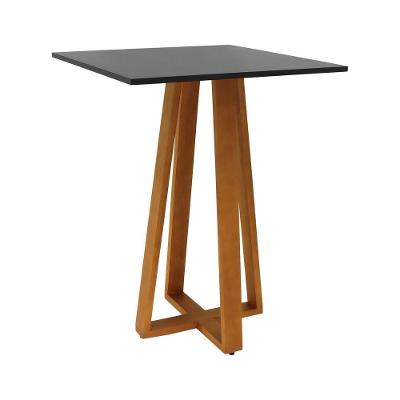 Mesa Bistrô Madri 4 Lugares Quadrada MDF Laqueado Amêndoa e Preto