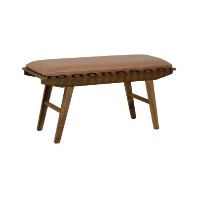 Banco Summer Estofado Madeira Maciça Imbuia Corano Marrom Mescla Decorise 70CM