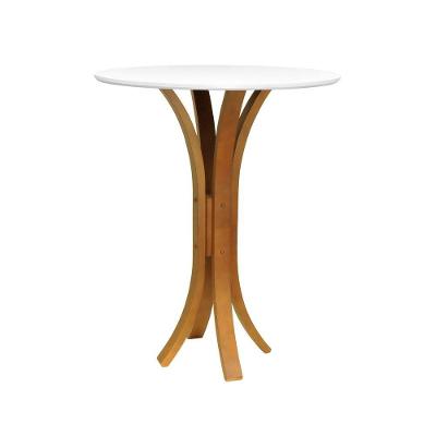 Mesa Bistrô Valencia 2 Lugares Redonda MDF Laqueado Branco Amêndoa 80CM Decorise