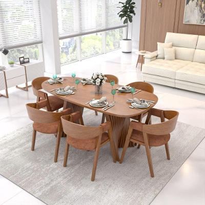 Conjunto Mesa de Jantar Califórnia 6 Lugares Tampo MDF com Cadeiras Miami Estofadas Marrom Mescla