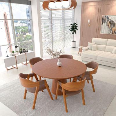 Conjunto de Mesa de Jantar Cone 5 Lugares com Cadeiras New York Assento Corano Marrom Mescla 150CM