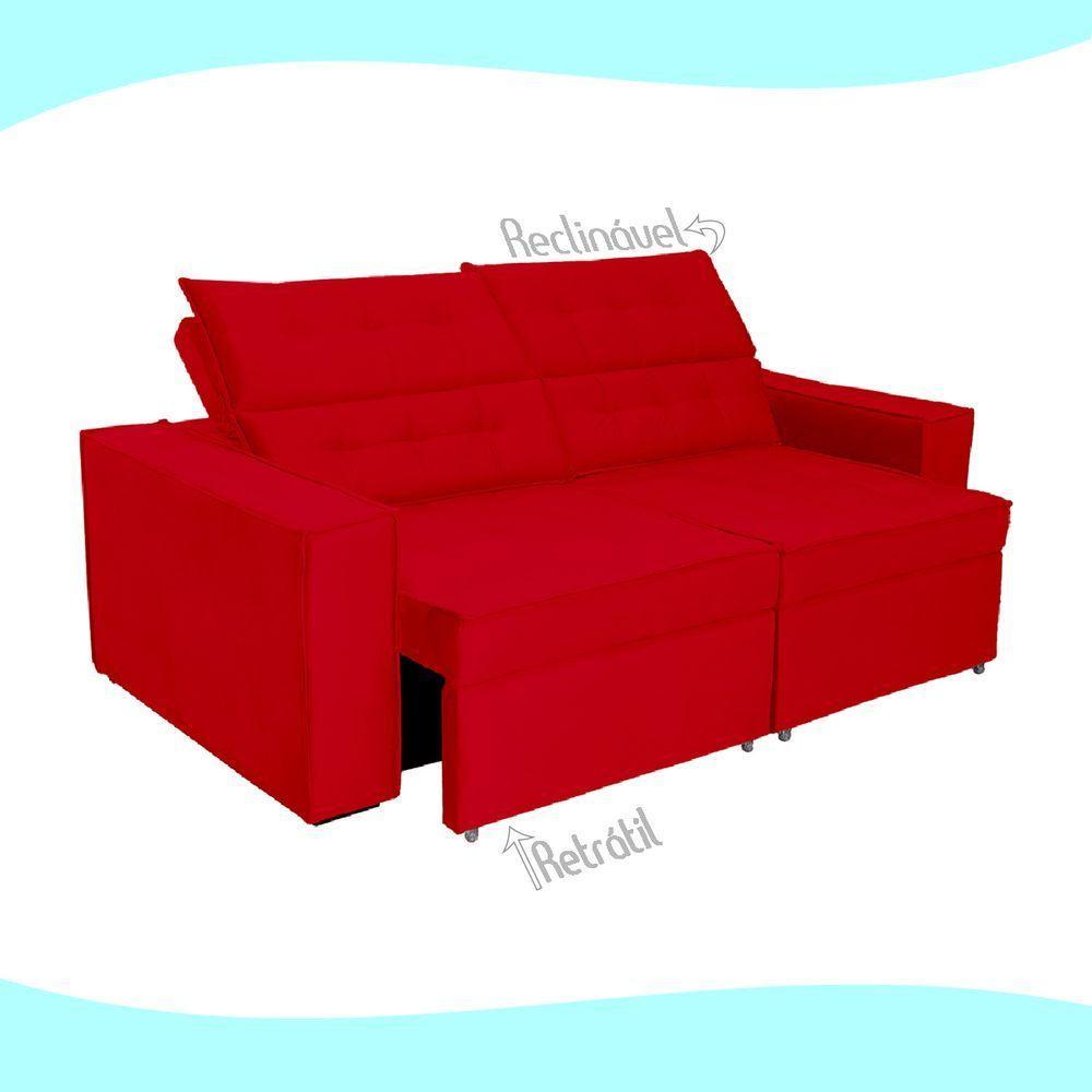 Sofá Austrália 3,00m 5 Lugares Retrátil E Reclinável D35 - Vermelho - 4
