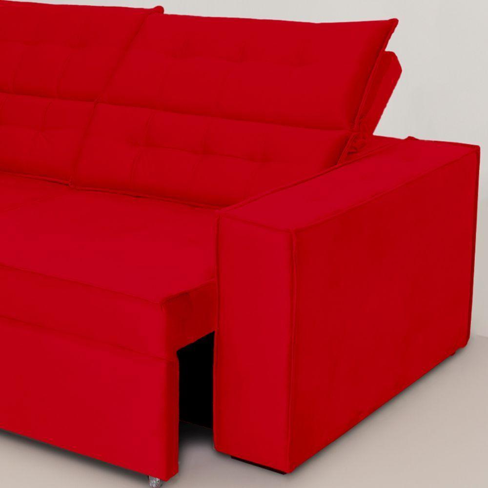 Sofá Austrália 3,00m 5 Lugares Retrátil E Reclinável D35 - Vermelho - 5