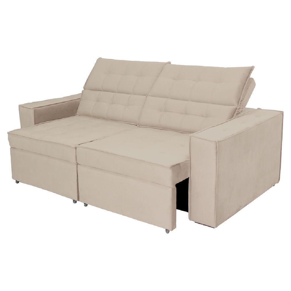 Sofá Austrália 2,50m 4 Lugares Retrátil E Reclinável D35 - Bege - 1