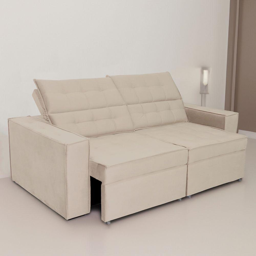 Sofá Austrália 2,50m 4 Lugares Retrátil E Reclinável D35 - Bege - 3