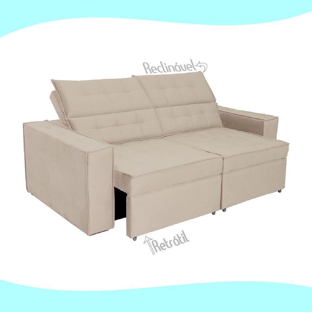 Sofá Austrália 2,50m 4 Lugares Retrátil E Reclinável D35 - Bege - 4