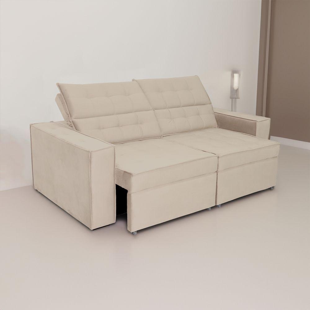 Sofá Austrália 2,50m 4 Lugares Retrátil E Reclinável D35 - Bege - 6