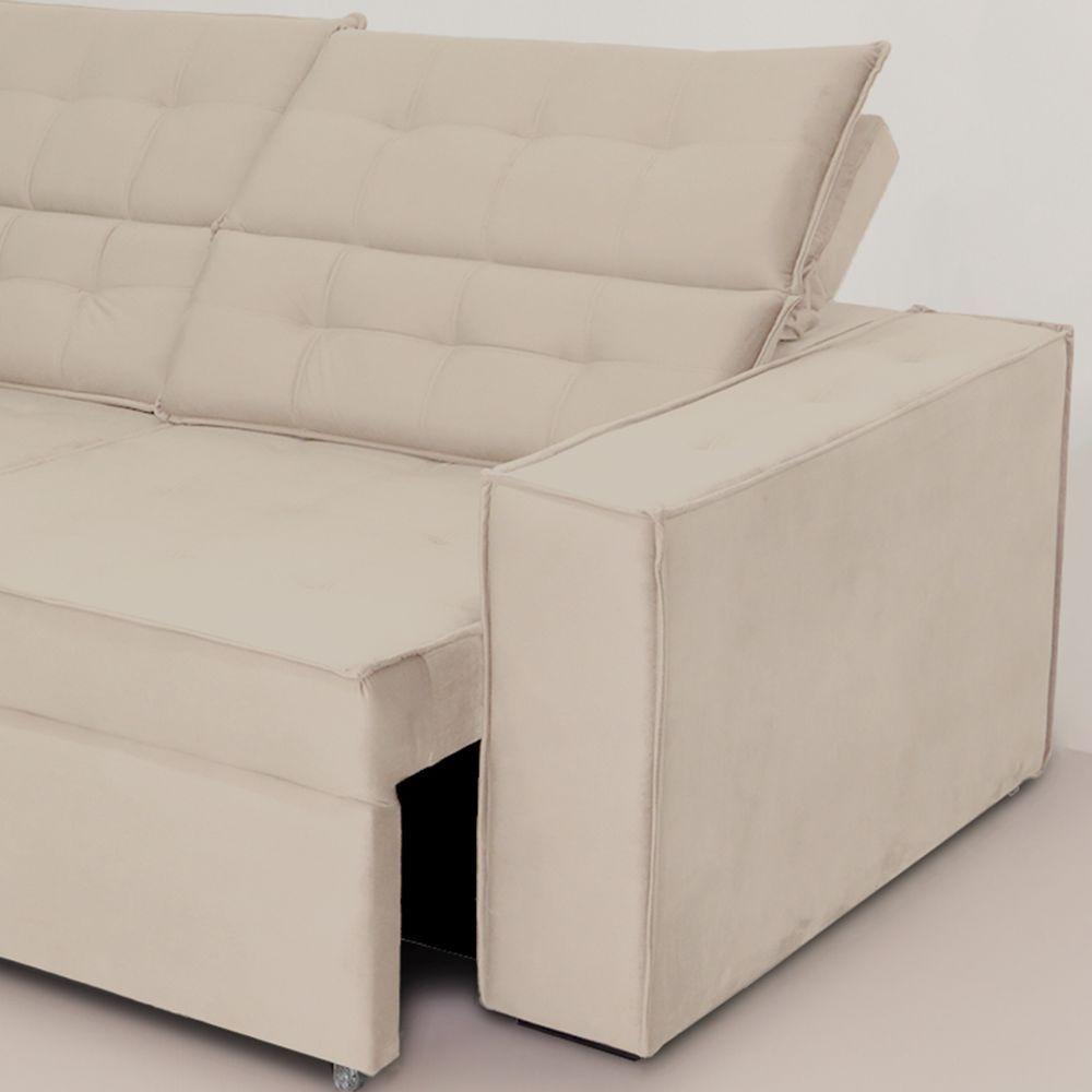 Sofá Austrália 2,50m 4 Lugares Retrátil E Reclinável D35 - Bege - 7