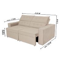 Sofá Austrália 2,50m 4 Lugares Retrátil E Reclinável D35 - Bege - 6