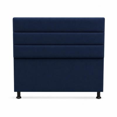 Cabeceira Estofada Casal Damares MDF em Couro Sintético Azul Marinho Milani Movelaria