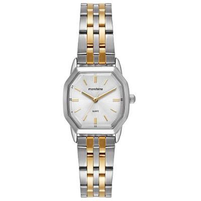 Relógio Feminino Bicolor Minimalista Analógico em Aço Inox Dourado Mondaine