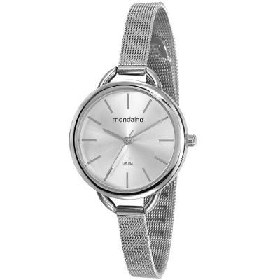Relógio Feminino Malha de Aço Clássico Aço Inox Prata Mondaine 32MM
