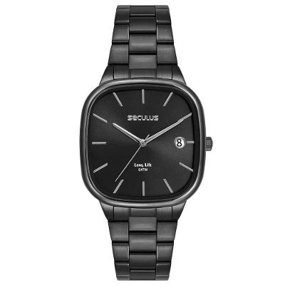 Relógio Masculino Prime Clássico Aço Inox Minimalista Preto Séculus