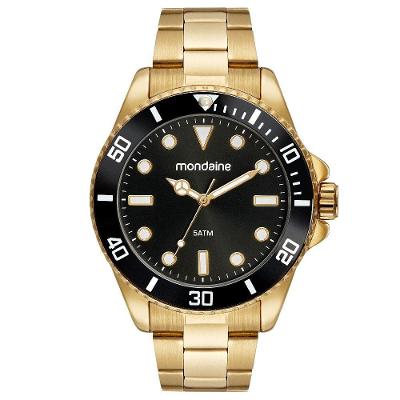 Relógio Masculino Social Dourado com Pulseira em Aço Inox Mondaine 42MM