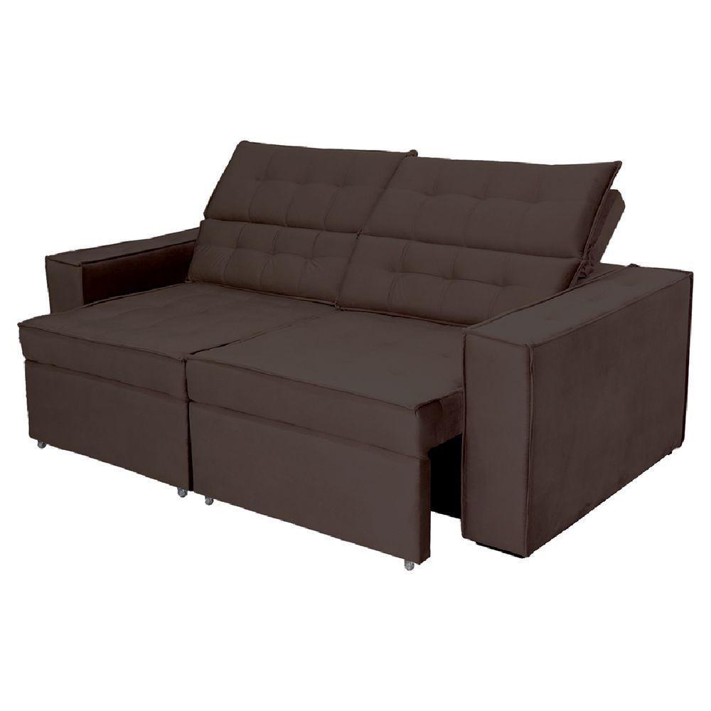Sofá Austrália 2,50m 4 Lugares Retrátil E Reclinável D35 - Marrom - 1