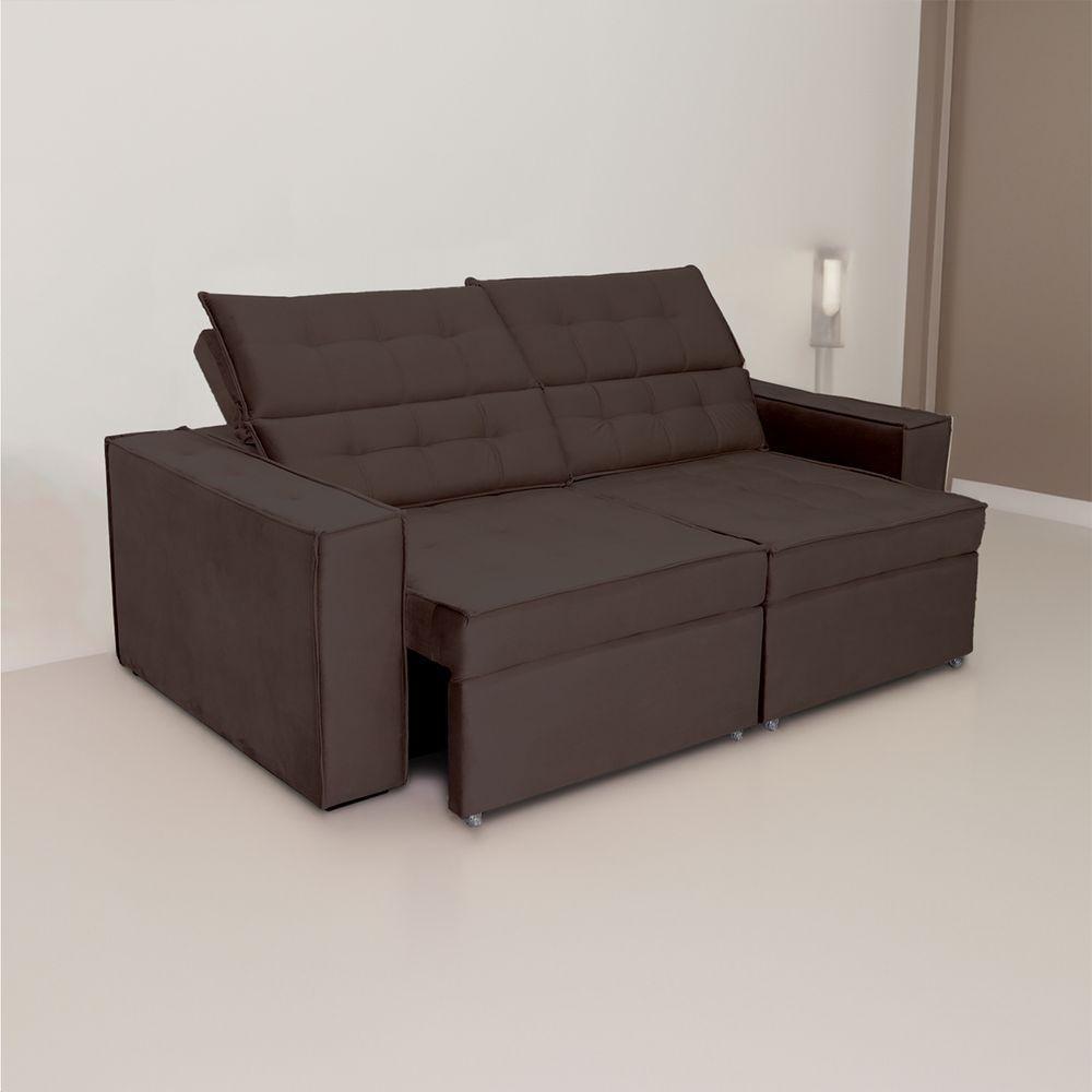 Sofá Austrália 2,50m 4 Lugares Retrátil E Reclinável D35 - Marrom - 5