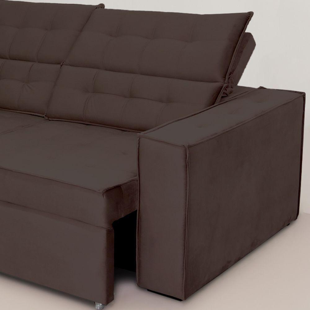 Sofá Austrália 2,50m 4 Lugares Retrátil E Reclinável D35 - Marrom - 6