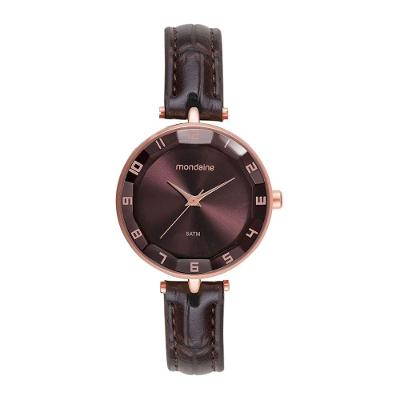 Relógio Feminino Vidro Facetado Rosé Clássico com Pulseira em Plástico Mondaine 32MM