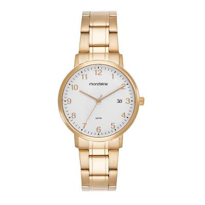 Relógio Feminino Vintage Clássico em Aço Inox Dourado Mondaine 36CM
