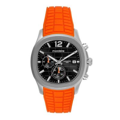 Relógio Masculino Cronógrafo Laranja Fitting com Pulseira de Silicone Mondaine 38MM