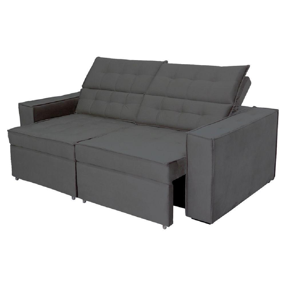 Sofá Austrália 2,50m 4 Lugares Retrátil E Reclinável D35 - Cinza - 1