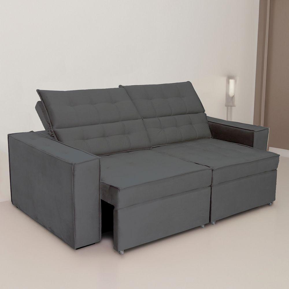 Sofá Austrália 2,50m 4 Lugares Retrátil E Reclinável D35 - Cinza - 2