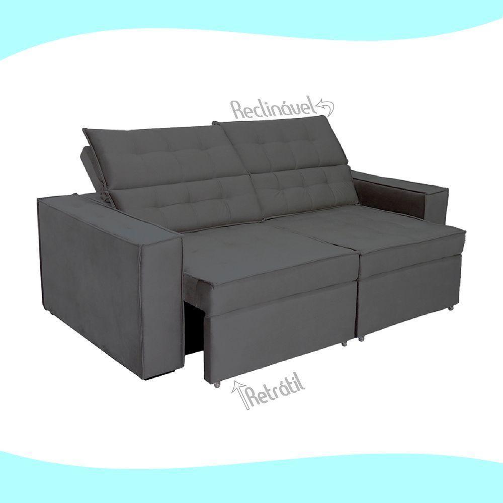 Sofá Austrália 2,50m 4 Lugares Retrátil E Reclinável D35 - Cinza - 3