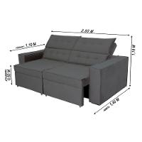 Sofá Austrália 2,50m 4 Lugares Retrátil E Reclinável D35 - Cinza
