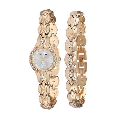 Relógio Feminino Dourado com Pulseira Pedraria em Metal Analógico Séculus